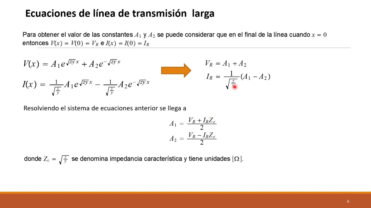 Ecuaciones de voltaje y corriente para lineas de transmisión larga. Modelo de parámetros ABCD.