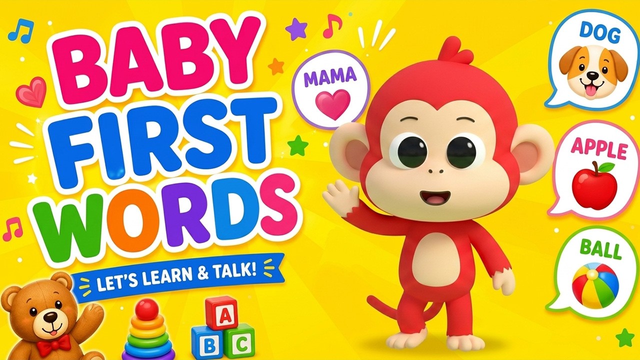 Baby's First Words! Speech Development | Vocabulary for Toddlers | Monkey Simple Songs