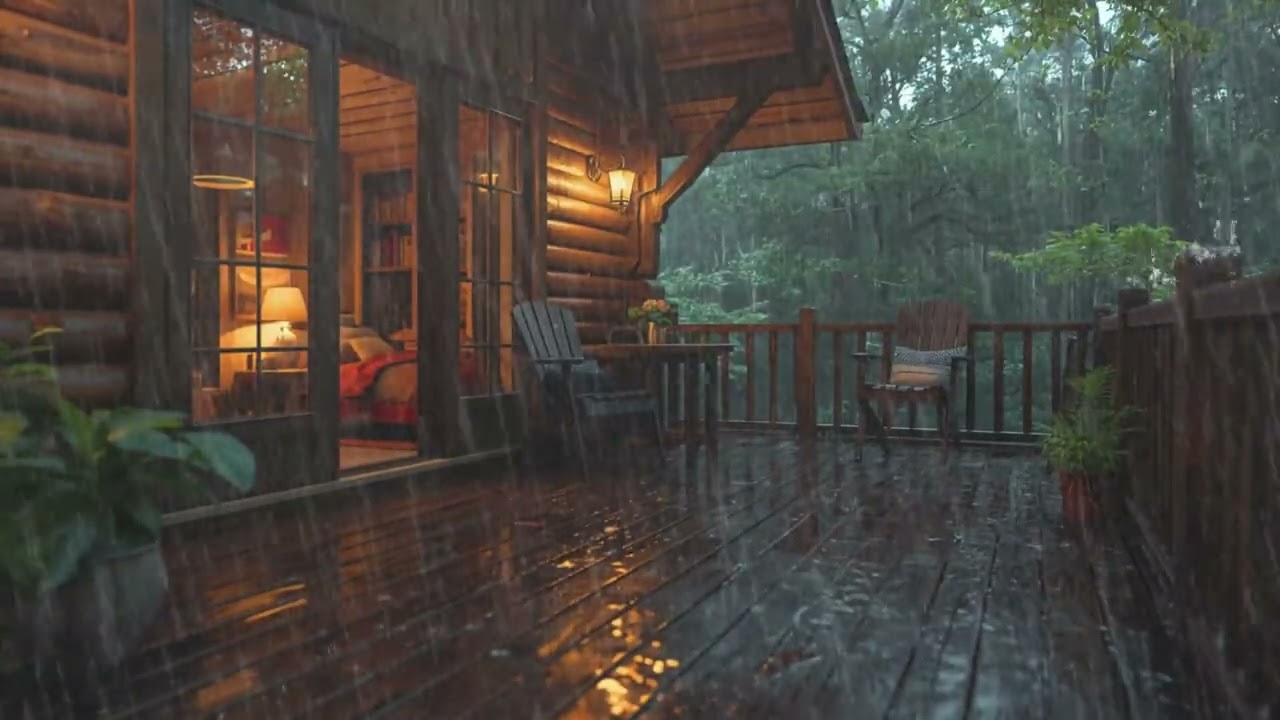 Cozy Forest Cabin Rain Ambience ASMR 3 Hours Sleep Relax Calm Mind