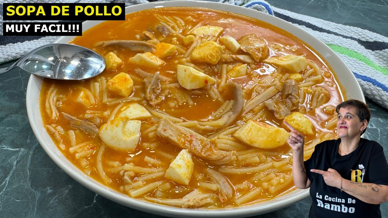 La mejor sopa de fideos con pollo | Receta tradicional y reconfortante 😍 ¡Te encantará!