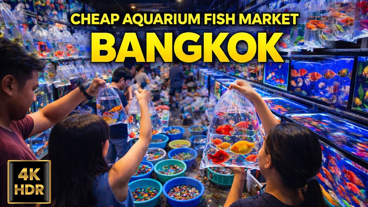4K HDR | Cheap Fish Market in Bangkok 🐟 | Chatuchak Hidden Gem
