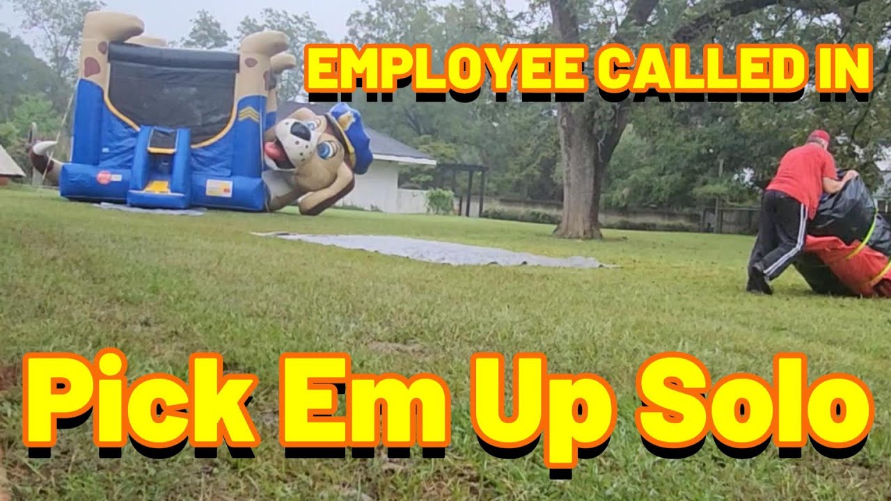 My Employee Called In Sick, So I Pick These Bounce Houses Up Solo