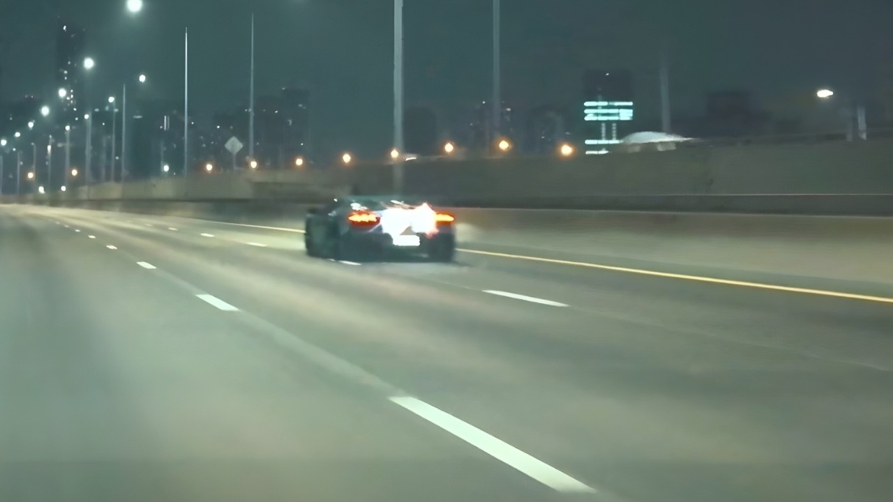 Lamborghini SVJ + Tesla model 3 Performance playing