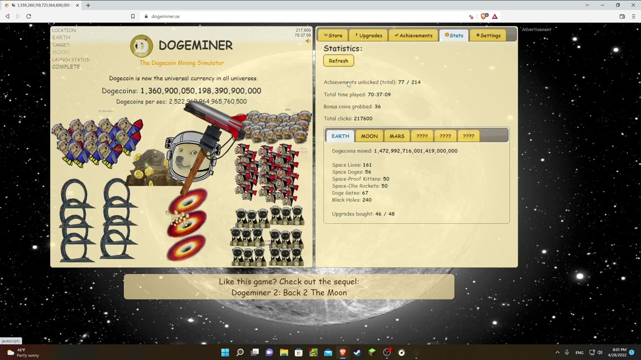 I beat dogeminer 1 in under a minute (NO CHEATS!)