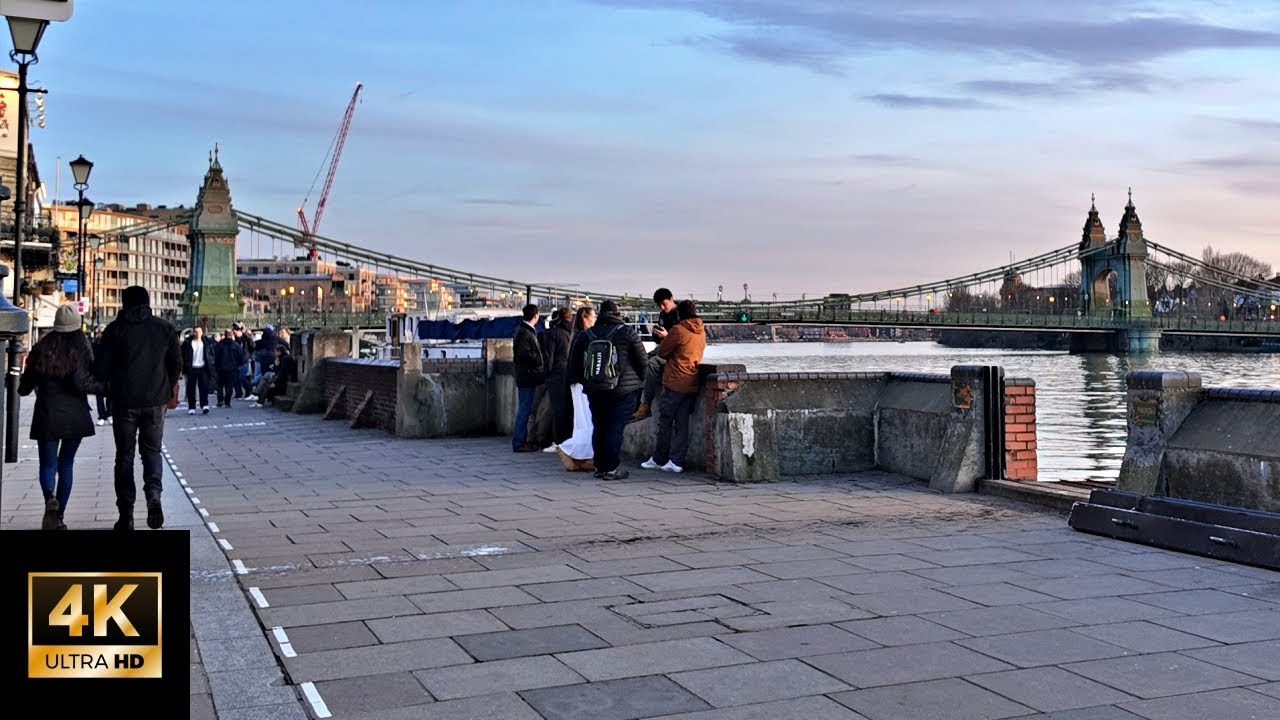 [4K] London Thames Path Walk Chiswick to Hammersmith Bridge | Relaxing Winter Walking Tour 2024