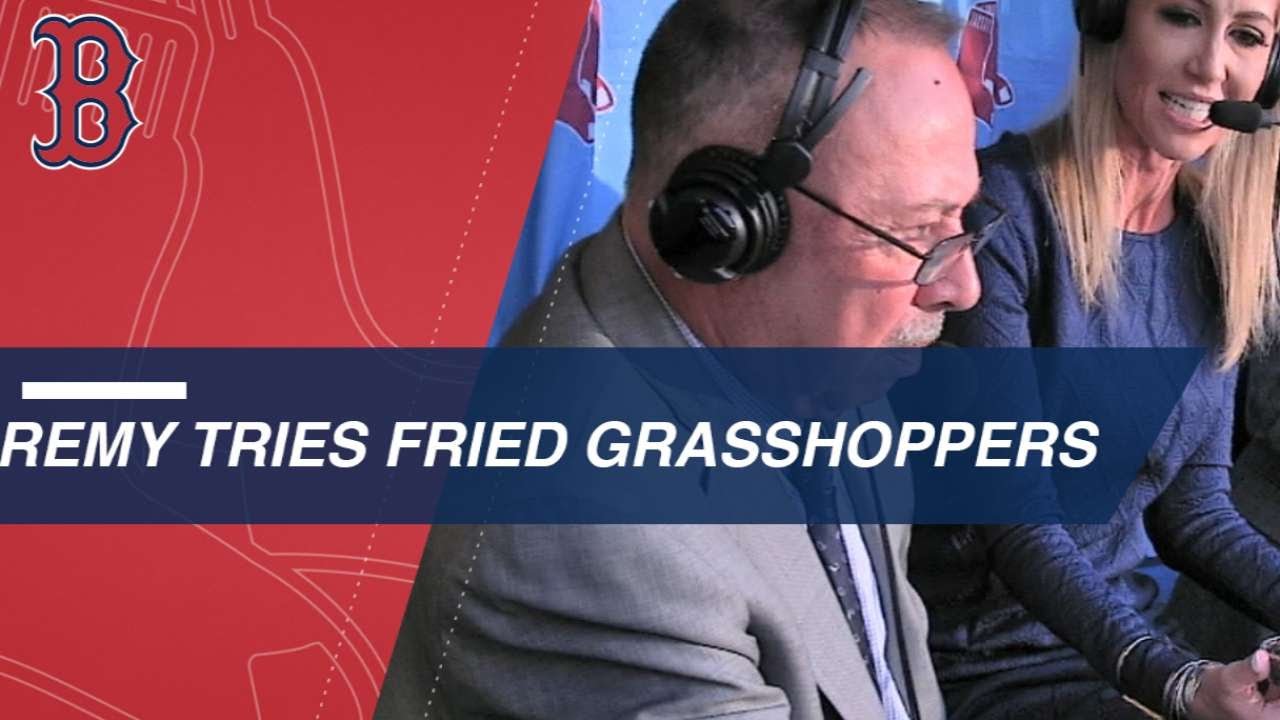 Jerry Remy eats a grasshopper at Safeco Field