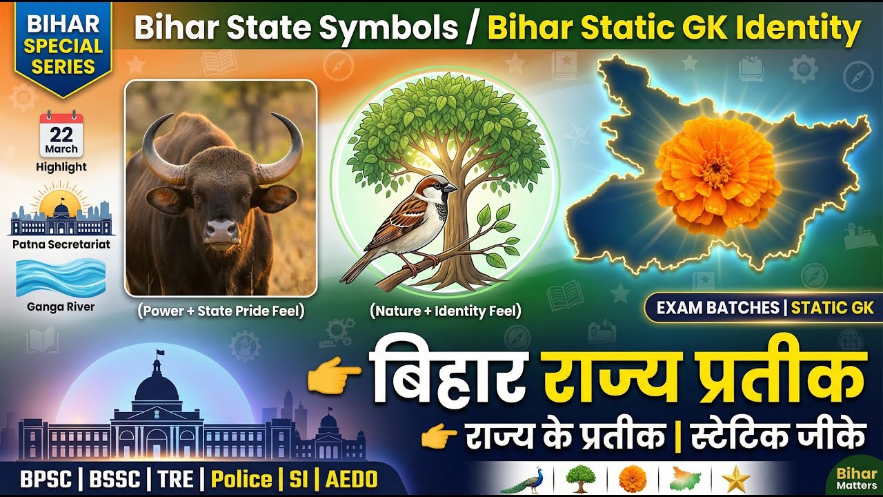 Bihar State Symbols | बिहार राज्य के प्रतीक | Static GK for BPSC BSSC Bihar Police TRE