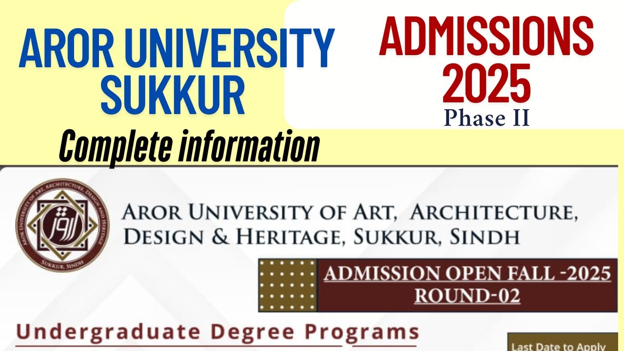 Aror University Sukkur announced admissions 2025 phase II