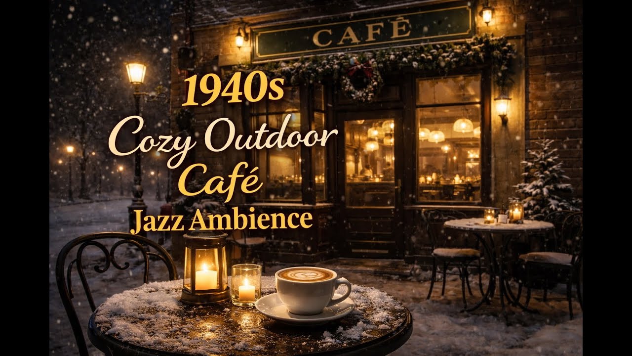 🎄Christmas Evening at a 1940s Jazz Café ☕ Cozy Holiday Ambience