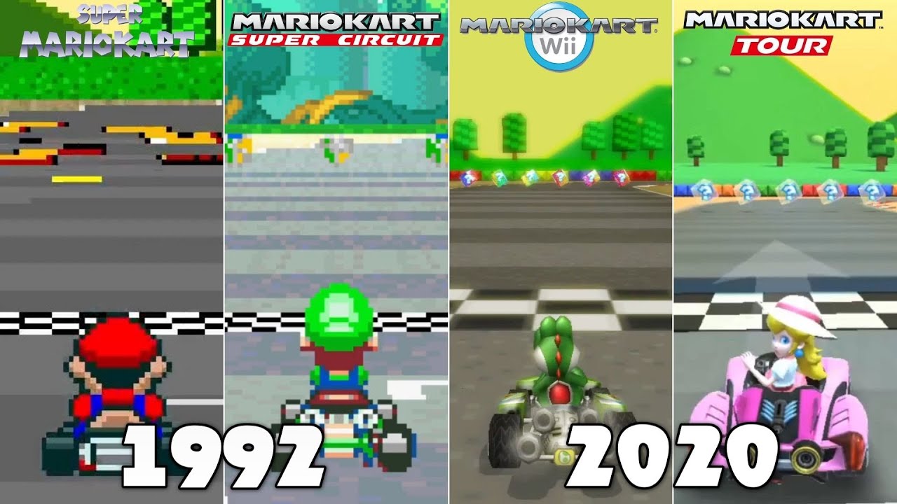 Evolution Of SNES Mario Circuit 3 Course In Mario Kart Games [1992-2020]