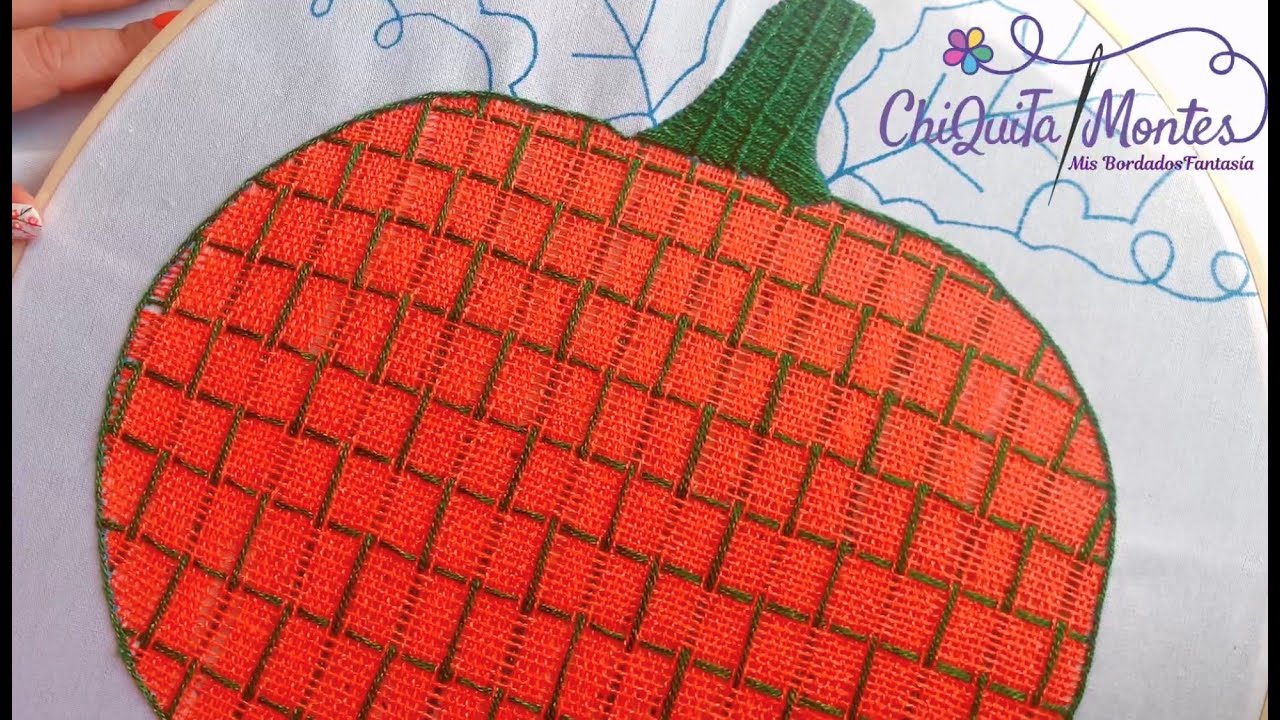 Bordado Fantasía Calabaza 1 / Hand Embroidery Pumpkin 🎃 with Fantasy Stitch