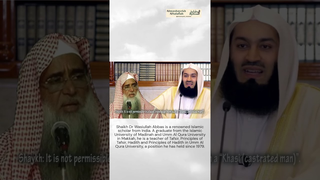 Shaykh Wasiullah Abbas when asked about Mufti Ismail Menk.