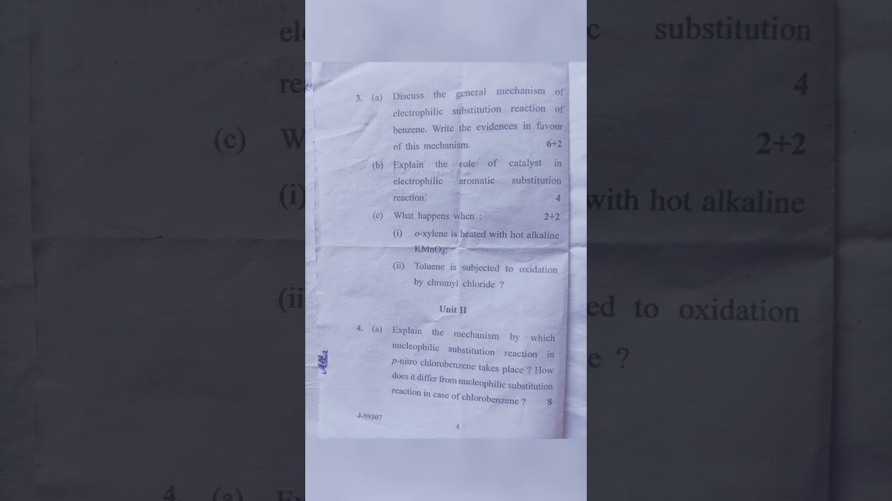 gju bsc ist yr 2nd sem organic chemistry pyq