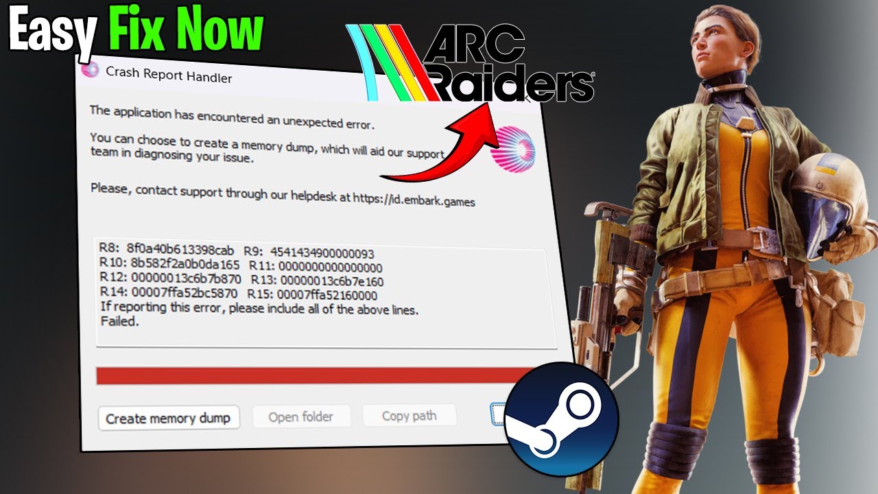 Неожиданная ошибка в ARC Raiders на ПК? Исправление обработчика отчетов о сбоях.