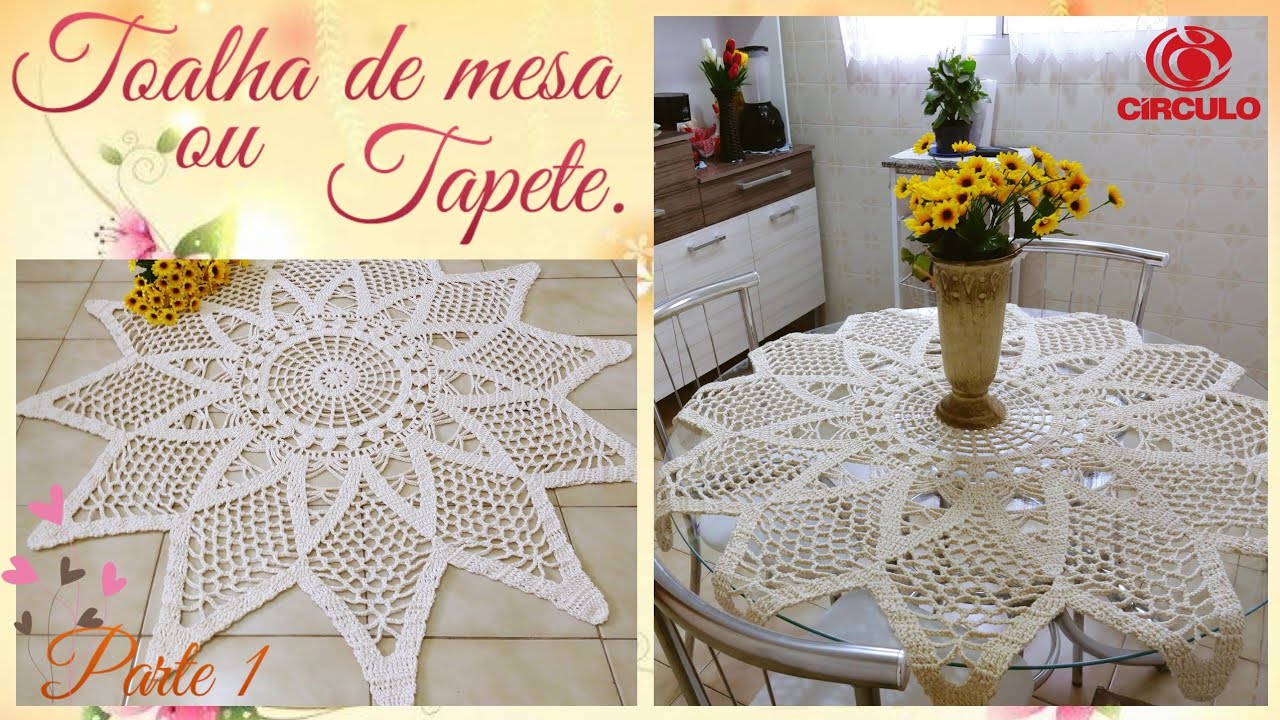 Toalha de mesa ou Tapete estrela em crochê.1/2 Por Vanessa Marcondes .