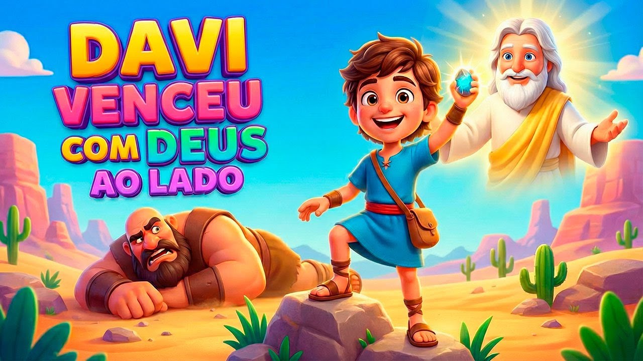 DAVI VENCEU COM DEUS AO LADO - Louvor Animado para Crianças! 🤩 aprender e adorar!