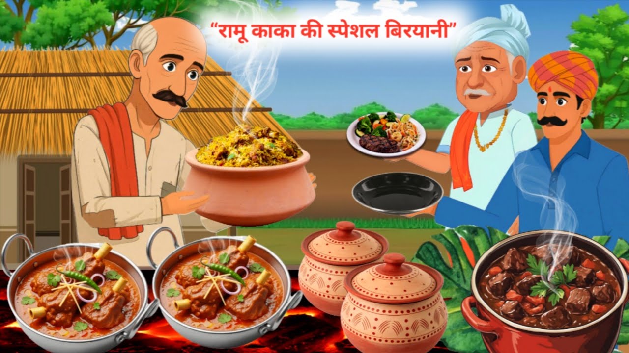 रामू काका की बिरयानी की हांडी | Ramu kaka ke briyani ka handi | Hindi cartoon video 