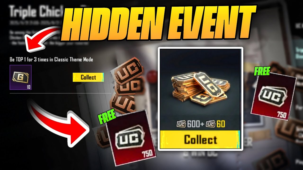 😍 GET FREE 660 UC / TRIPLE CHICKEN DINNER EVENT IN BGMI
