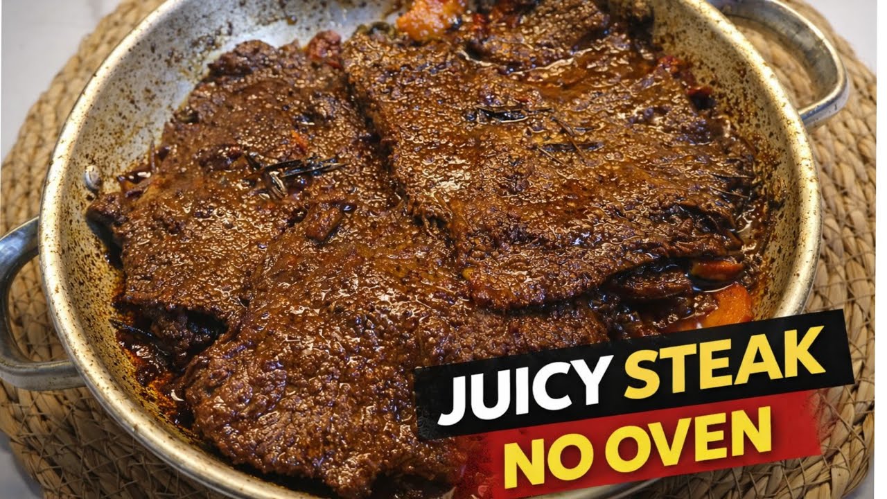 ستيك اللحم على البوتجاز بطعم المطاعم🔥 بدون فرن! Juicy Beef Steak
