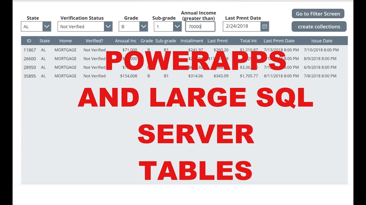 PowerApps and Large SQL Server Tables
