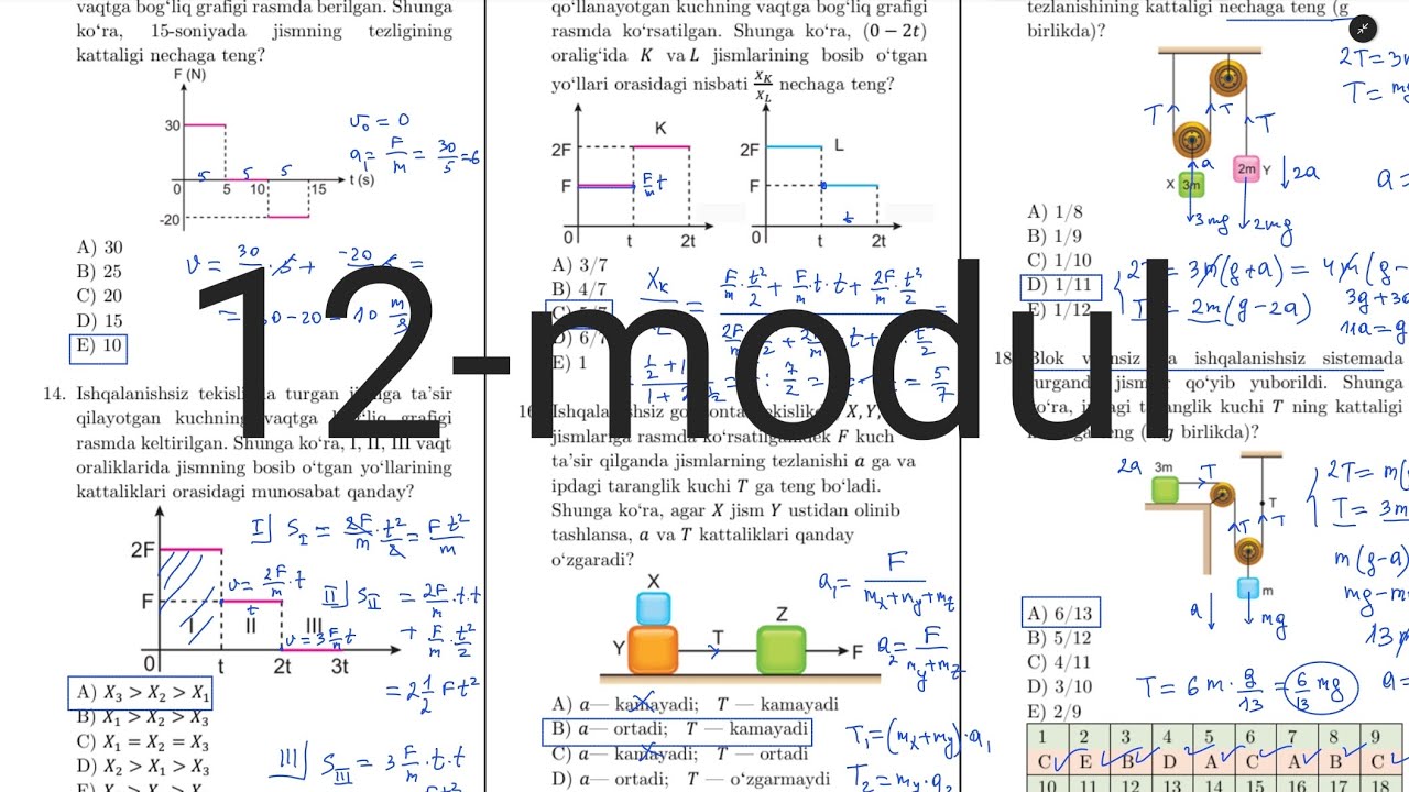 12 - modul yechimlari. Turkcha Ayt-fizika tarjima kitobi