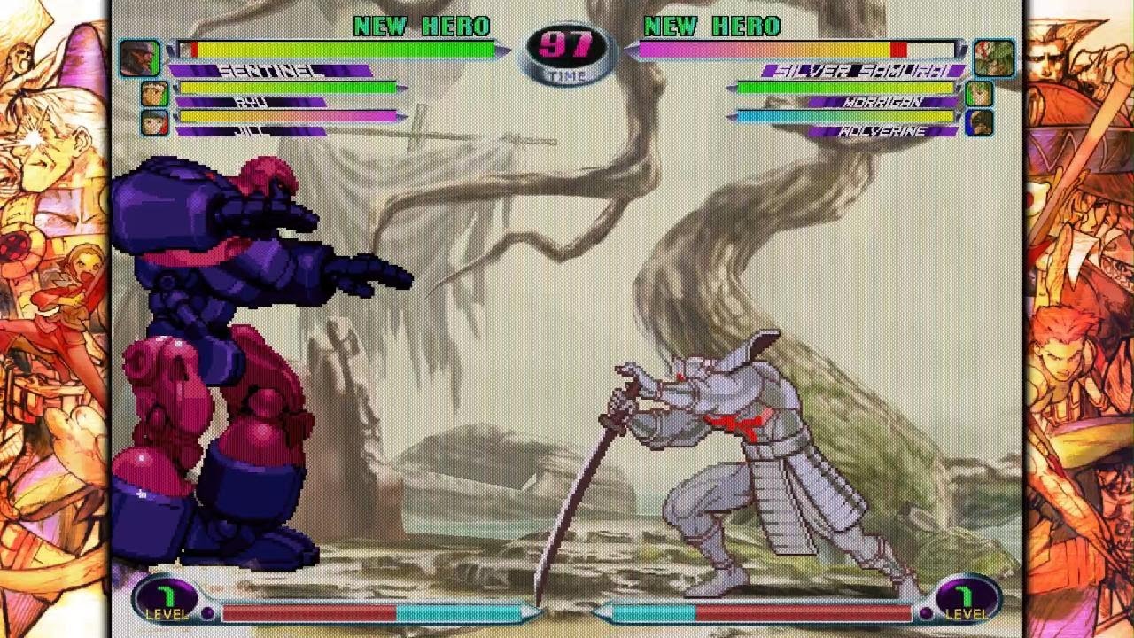 MARVEL vs. CAPCOM 2 Sentinel Ryu Jill vs sliver samurai Morrigan Wolverine