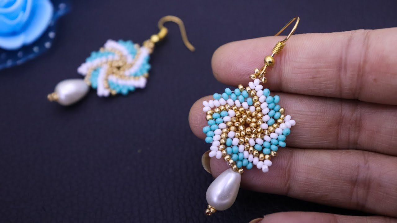 Easy beaded Earrings Tutorial//Earrings Making At Home//diy earrings with beads-Easy & Quick Craft