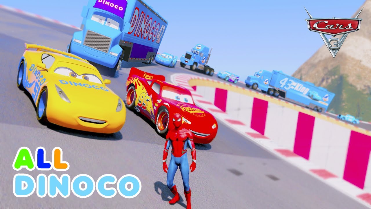 Disney Cars 3 Rayo McQueen Mack Race Track Dinoco Family Dinoco Truck Carros Cruz Ramirez Dinoco