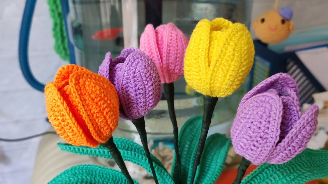 Móc hoa tulip - Crochet tulip flower