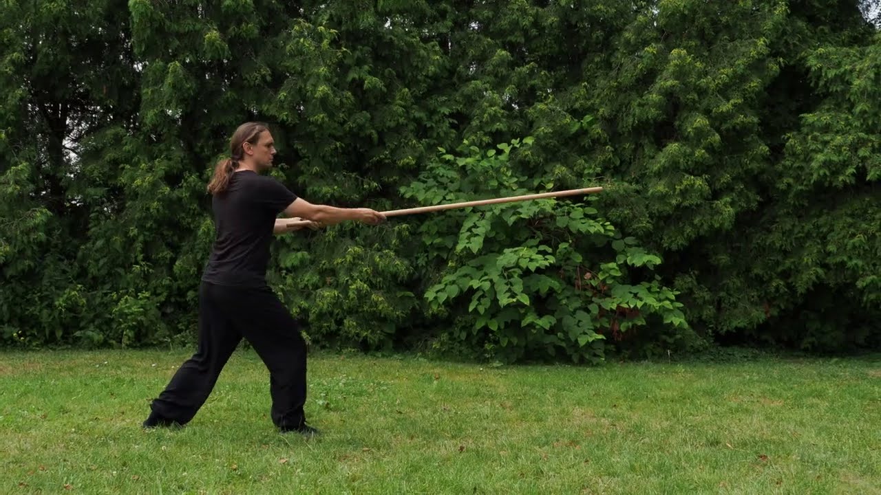 Kij Tai Chi styl Yang - widok od tyłu.