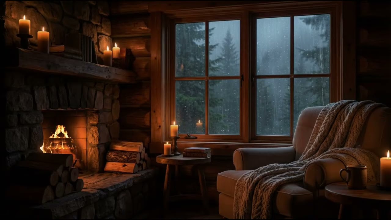 Cozy Cabin Rain at Night 🌧️ Deep Sleep & Relaxing Nature Sounds