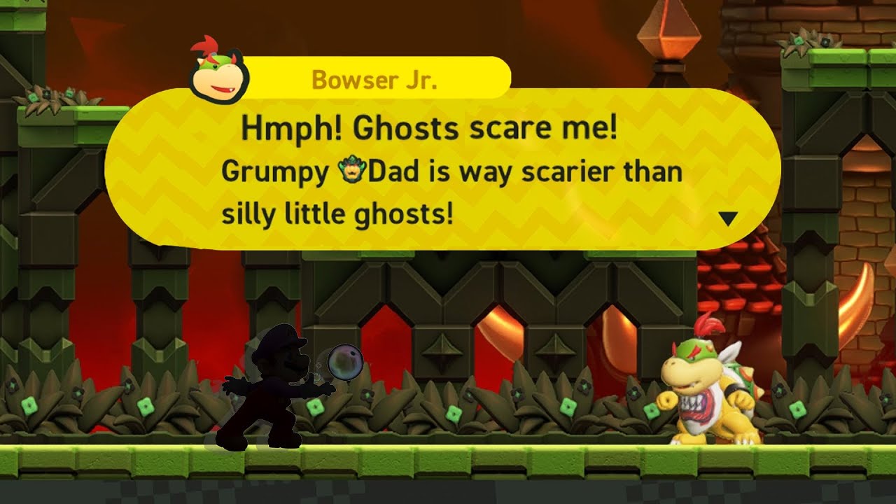 What if you fought Bowser Jr & Bowser with invisibility Badge in Super Mario Bros Wonder (2023)