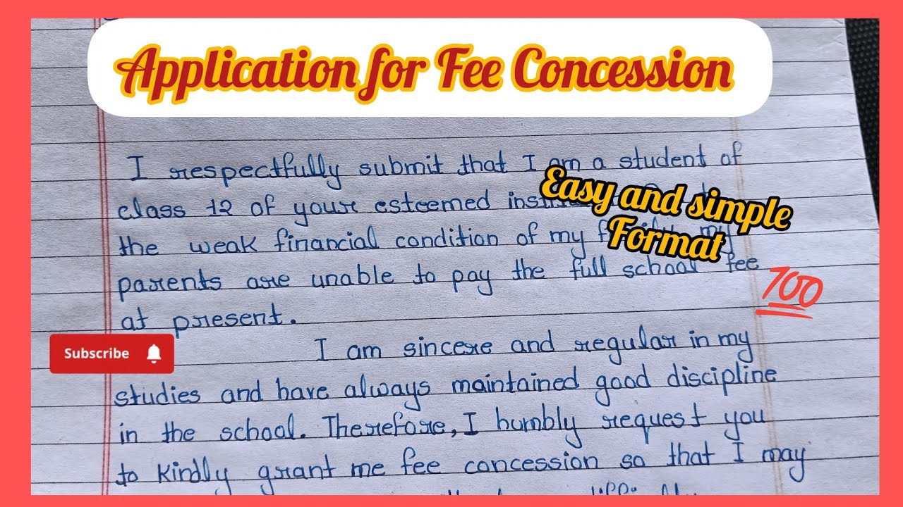How to Write Fee Concession Application in English | Class 10 & 12 | Board Exam Format