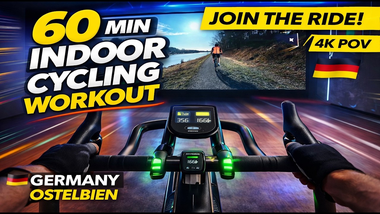 60 minute Indoor Cycling Workout Elbe River & Forest Rogätz Niegripp Detershagen Elberadweg 4K POV