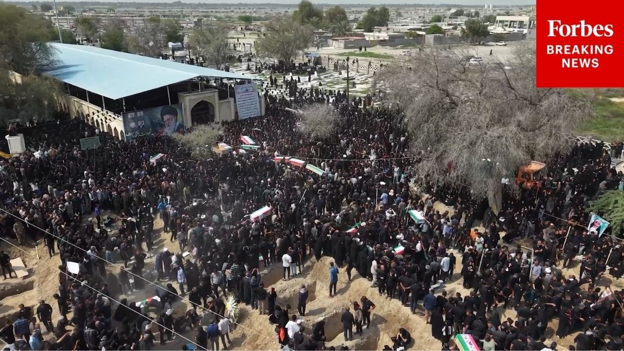 DRONE FOOTAGE: Iranians Hold Funeral For Children Killed During Strikes On Girls' Elementary School