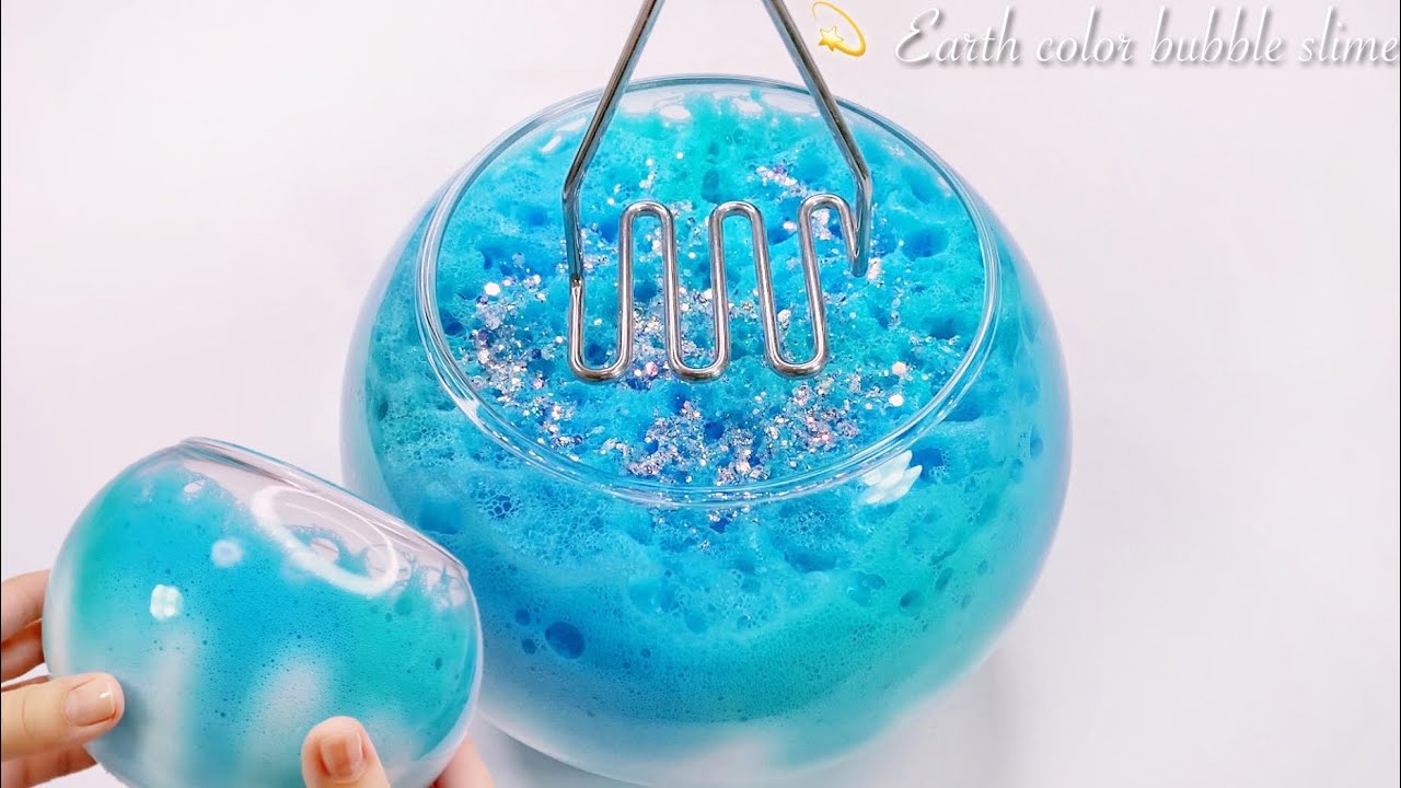 【ASMR】💫金魚鉢に入れたしゅわしゅわスライム🌏【音フェチ】Earth color bubble slime 어스 컬러 버블 슬라임