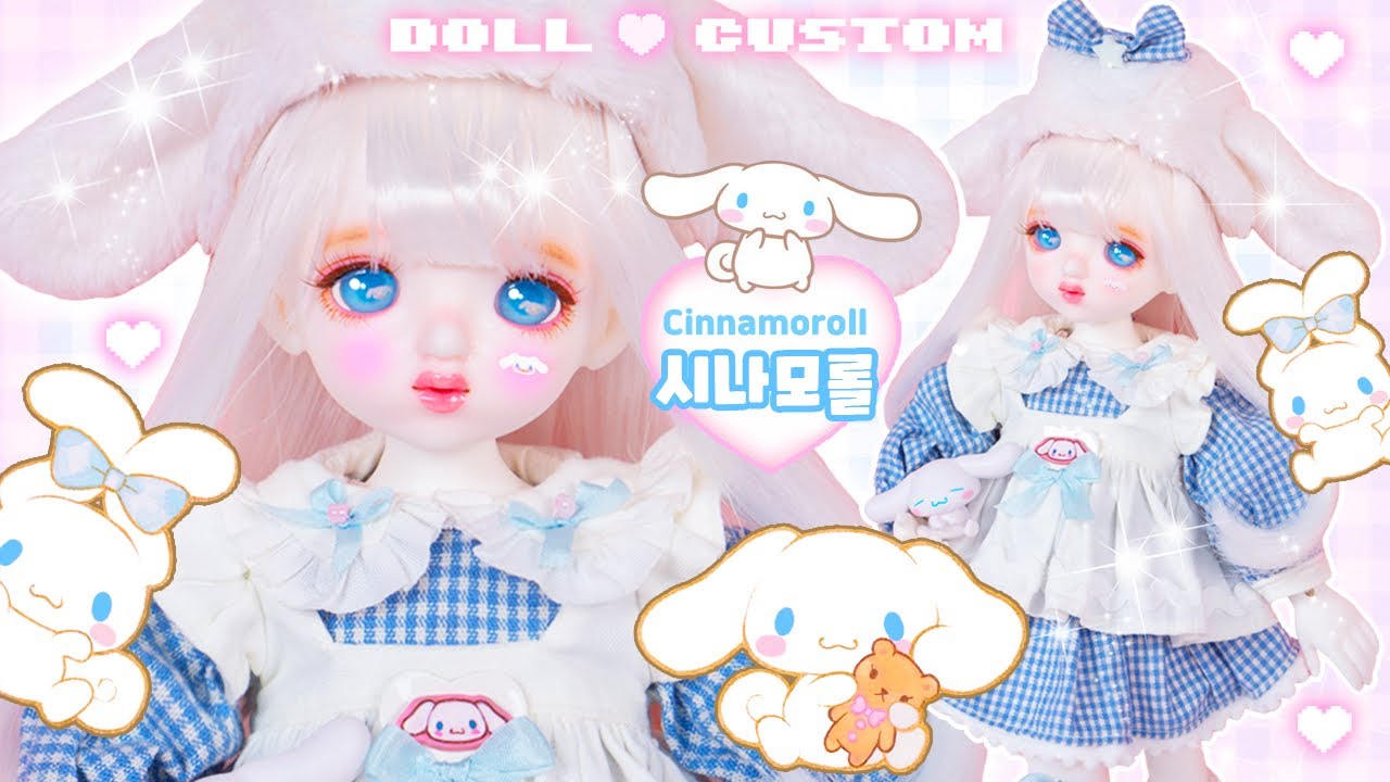 [ENG SUB]산리오 시나모롤을 구체관절인형으로 커스텀하면? Sanrio Cinnamoroll Bjd doll custom 인형 리페인팅 シナモロール ドール カスタム
