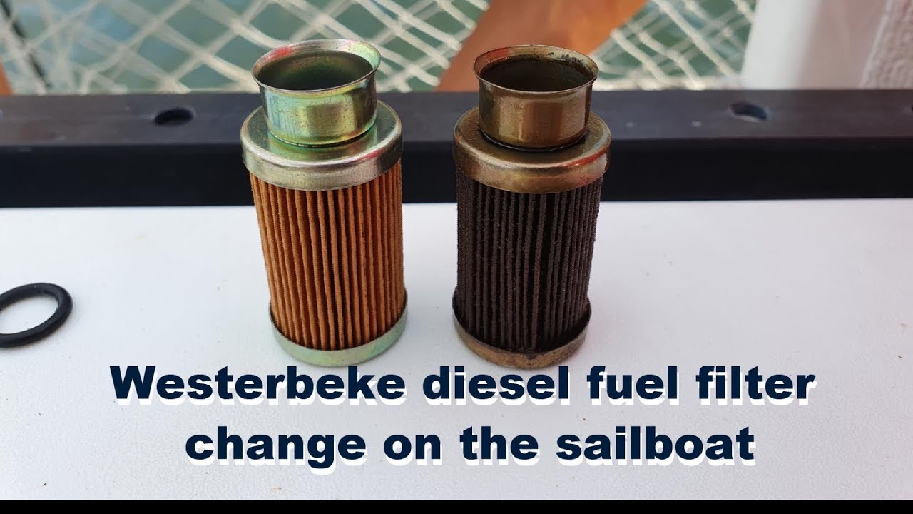 Changing Westerbeke diesel fuel filter on the sailboat