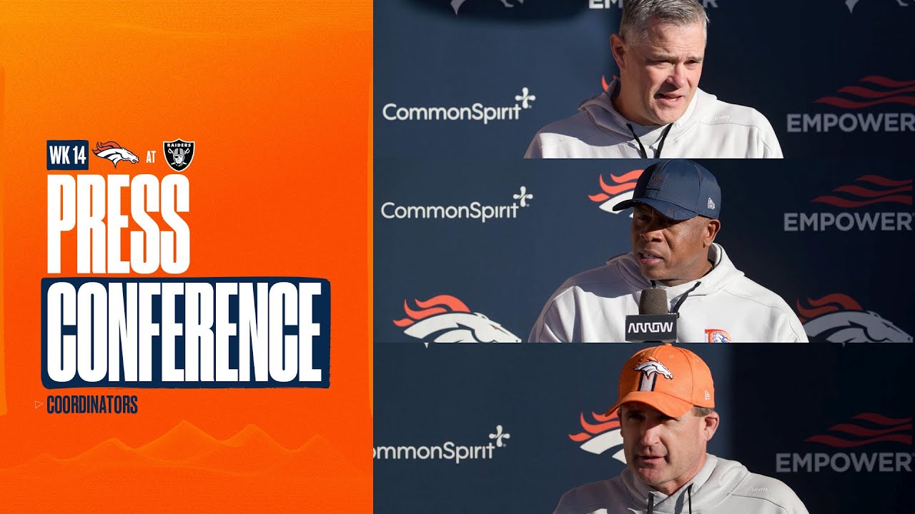 OC Joe Lombardi, DC Vance Joseph & STC/Asst HC Darren Rizzi meet the media ahead of Week 14