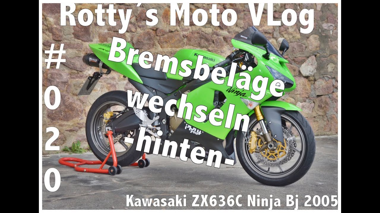 Kawasaki Ninja ZX636C Tutorial #020 Bremsbeläge hinten wechseln EBC Sinter HH Goldstuff