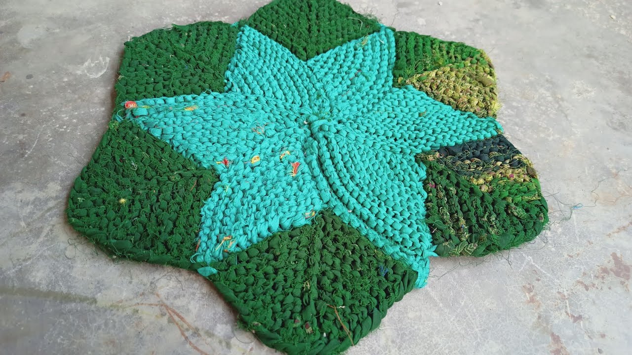 30 fande se banaye star shape, paydan banane ka tarika, doormat, how to make door mat,