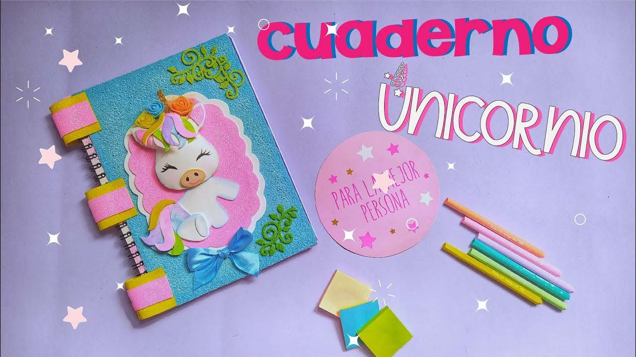 🦄 CUADERNO de UNICORNIO con FOAMI / Ideas Fáciles 🌈 [ Moldes Gratis]