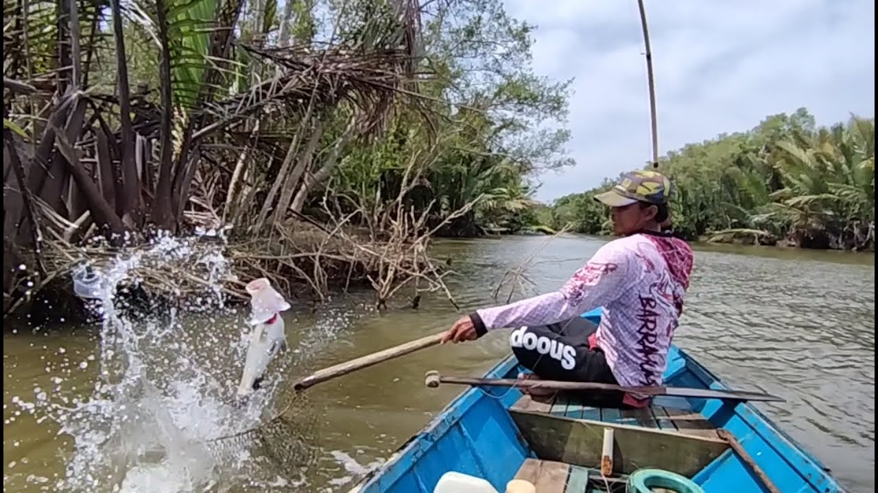 Sempat tiga kali senar putus,Alhamdulillah..dua ekor ikan Barramundi bisa dinaikkan ☺️
