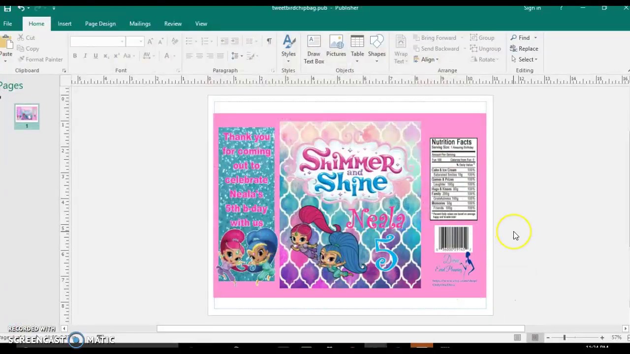 Shimmer and Shine Chip Bag design requested by Latoya Le Blanc tutorial