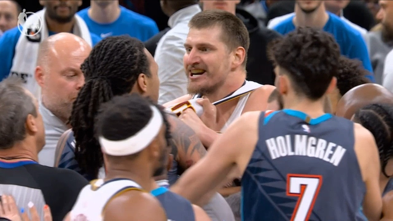 Nikola Jokic SO HEATED with OKC after Lu Dort cheap shot and Dort gets ejected