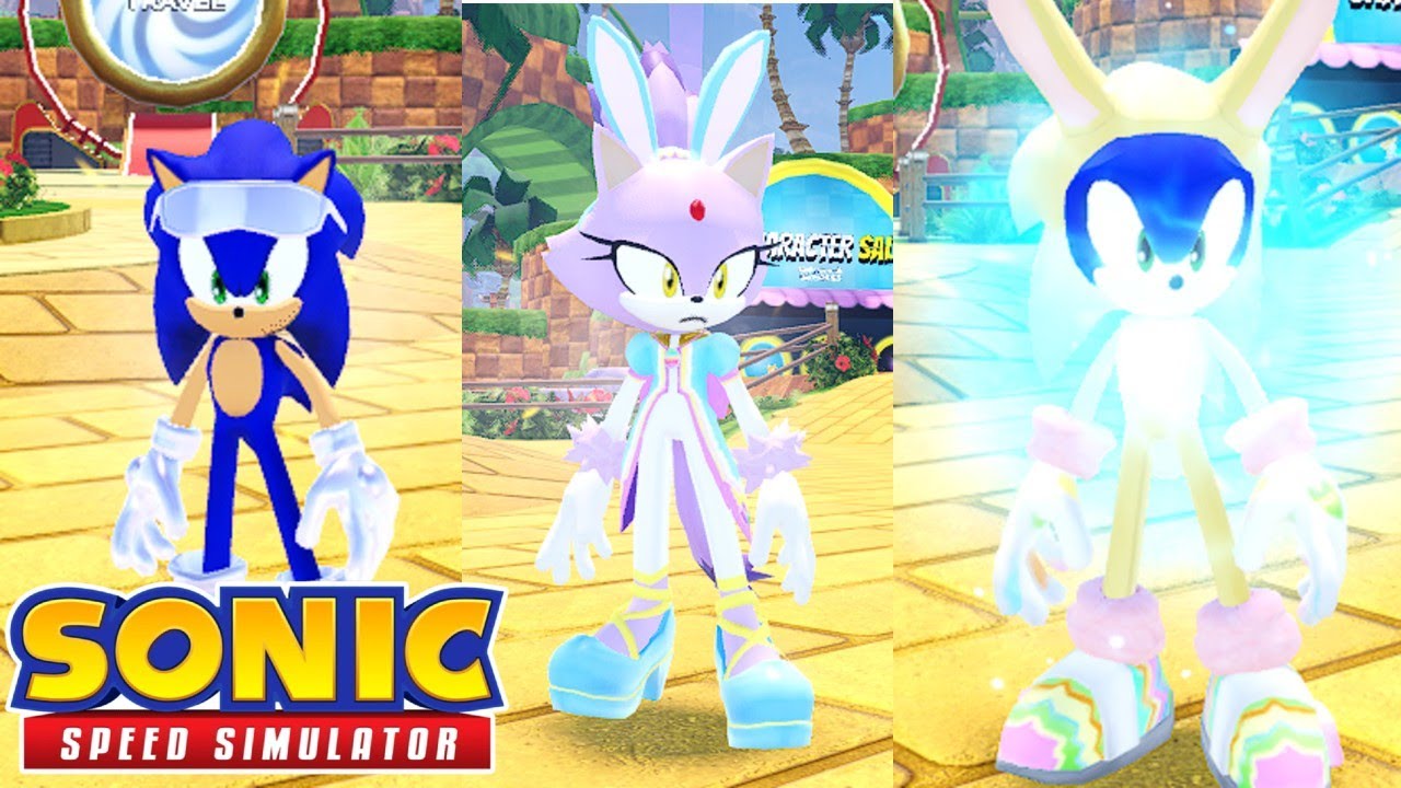 SONIC SPEED SIMULATOR: Разблокировка пасхального Соника, пасхальной Блейз и Соника в хромированно...