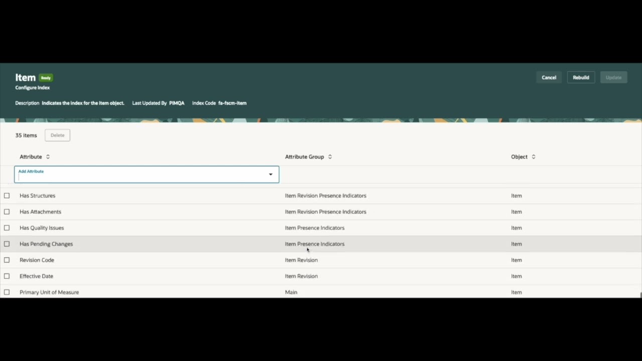 Configuring Indexes