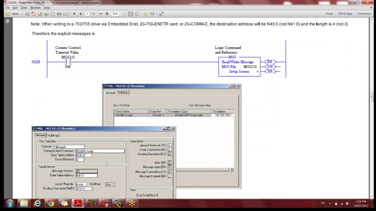 Integración en EtherNet/IP de PowerFlex 525 con MicroLogix 1400.