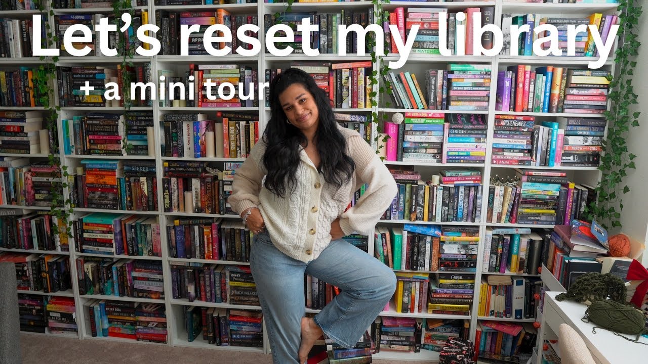 library reset + mini bookshlef tour | bookmas day 7