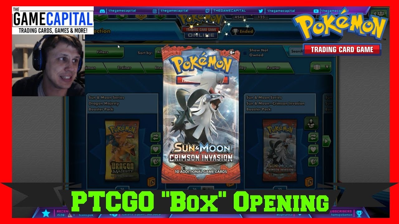 Pokemon Cards Sun & Moon Crimson Invasion Booster Box Opening Equivalent on PTCGO